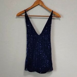 Express Navy Sequin Blouse